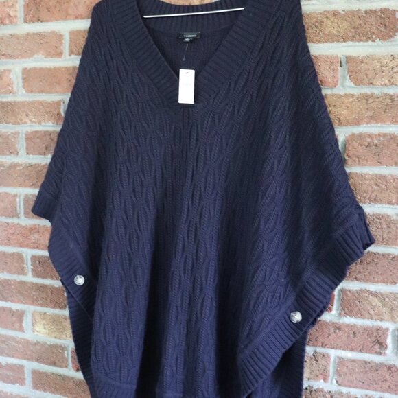 talbots cable sweater poncho * new with tags RV $119 * navy blue * nice quality - Picture 6 of 11